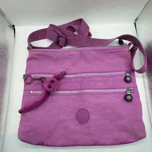 Kipling Alvar Crossbody Bag Travel Purse Purple Adjustable Strap Zip Closure - Picture 1 of 12